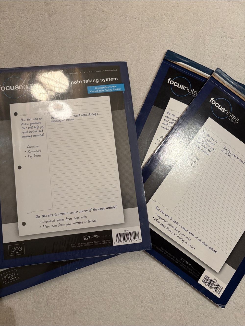 Focus Notes: 2 loose leaf 100 pages, 2 50-page notepads